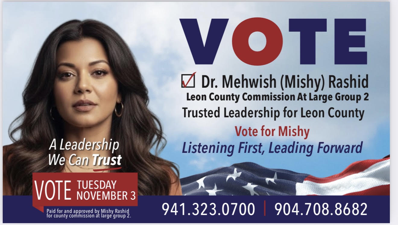 Mishy Rashid campaign image for Leon County Commission At-Large Group 2